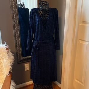 Banana Republic Navy Blue & Black Midi Wrap Dress